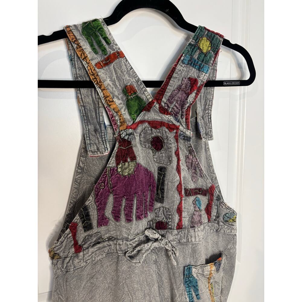 Sacred Threads Elephant Patchwork Cotton Overalls… - image 2